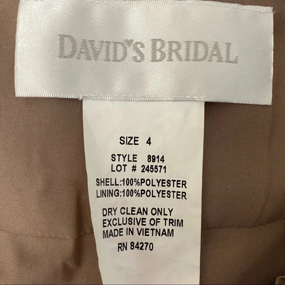 NWT David’s Bridals Tan/ Latte Gown Braids-maid - Picture 9 of 11